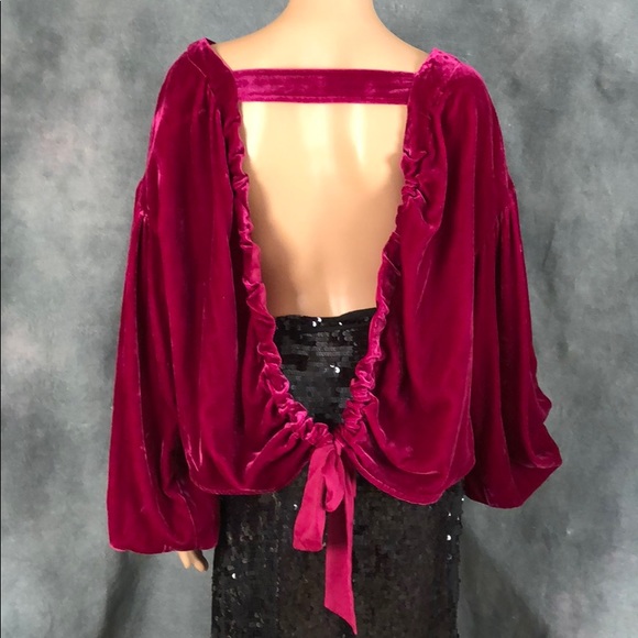 Free People Tops - Hot Pink Velvet Backless Top NWT Free People Sz M